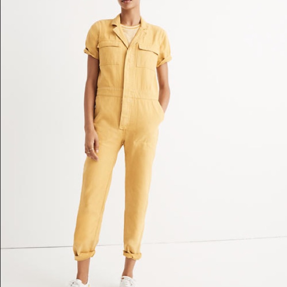 Madewell yellow jumpsuit coverall 100% cotton